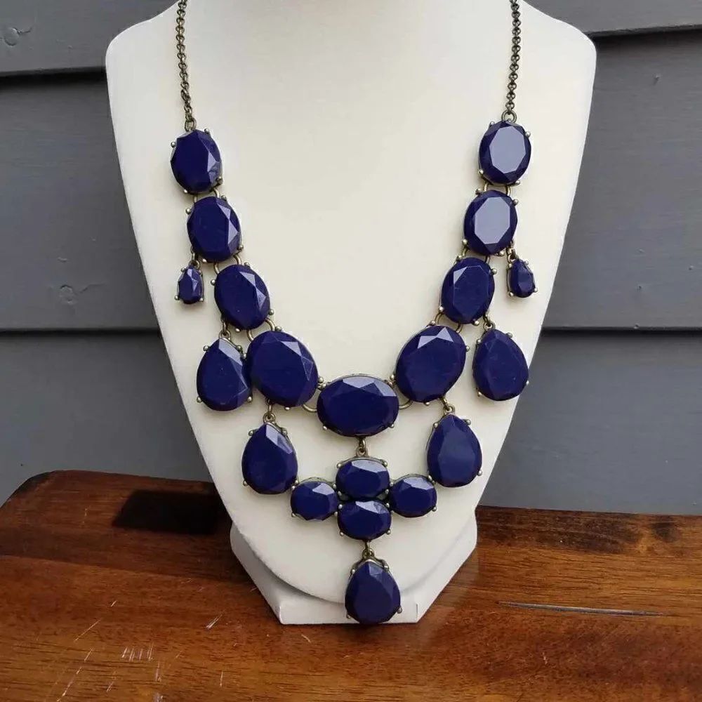 j Crew Navy Bib Statement Necklace